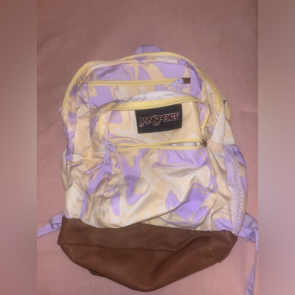 jansport yellow and purple backpack